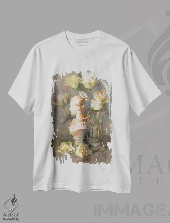 تیشرت طرح دار رز نیم سایه، هنر فاخر معاصر اثر الکس کلی | immage.ir