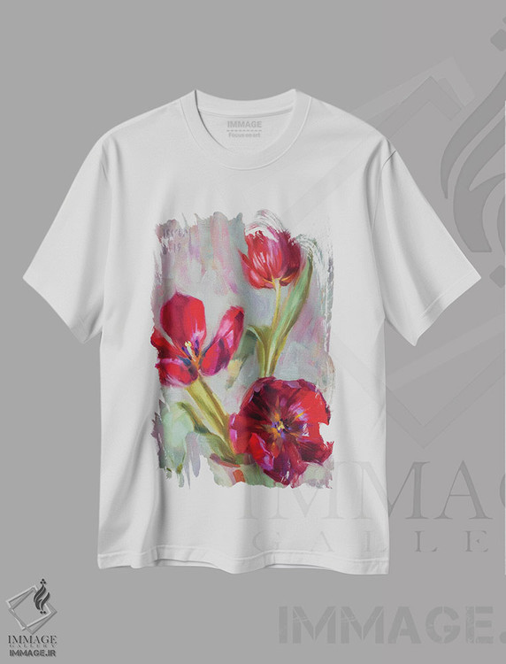 تیشرت طرح دار روند قرمز، هنر فاخر معاصر اثر الکس کلی | فروشگاه ایماژ