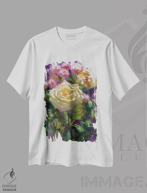 تیشرت طرح دار رزها و داوودی ها، هنر فاخر معاصر اثر الکس کلی | immage.ir