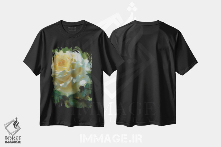 تیشرت طرح دار رز آفتاب گیر، هنر فاخر معاصر اثر الکس کلی | immage.ir