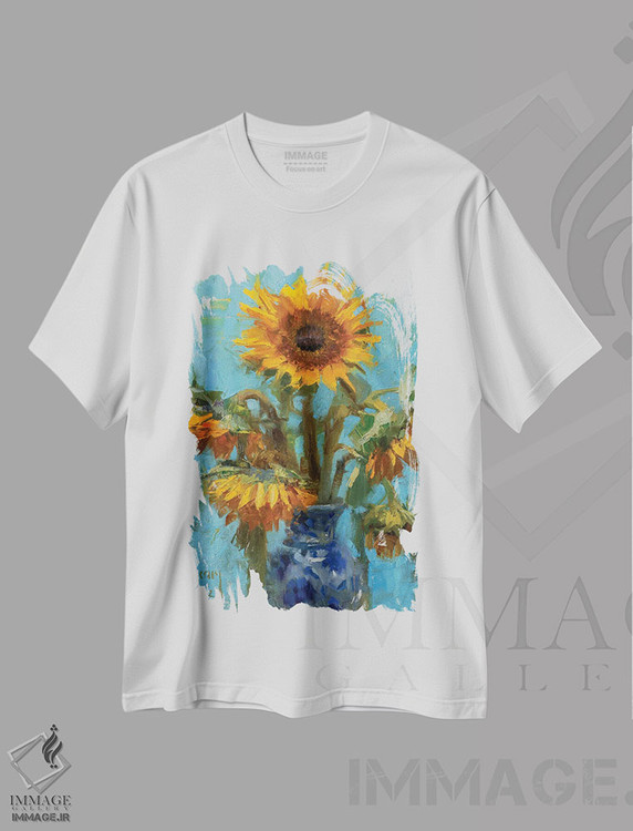 تیشرت طرح دار آفتابگردان ها، هنر فاخر معاصر اثر الکس کلی | فروشگاه ایماژ