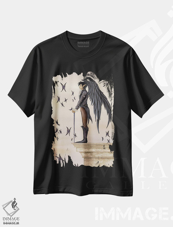 تیشرت طرح دار کلاغ سیاه، دست نقاشی و طراحی دستی اثر امی براون | immage.ir