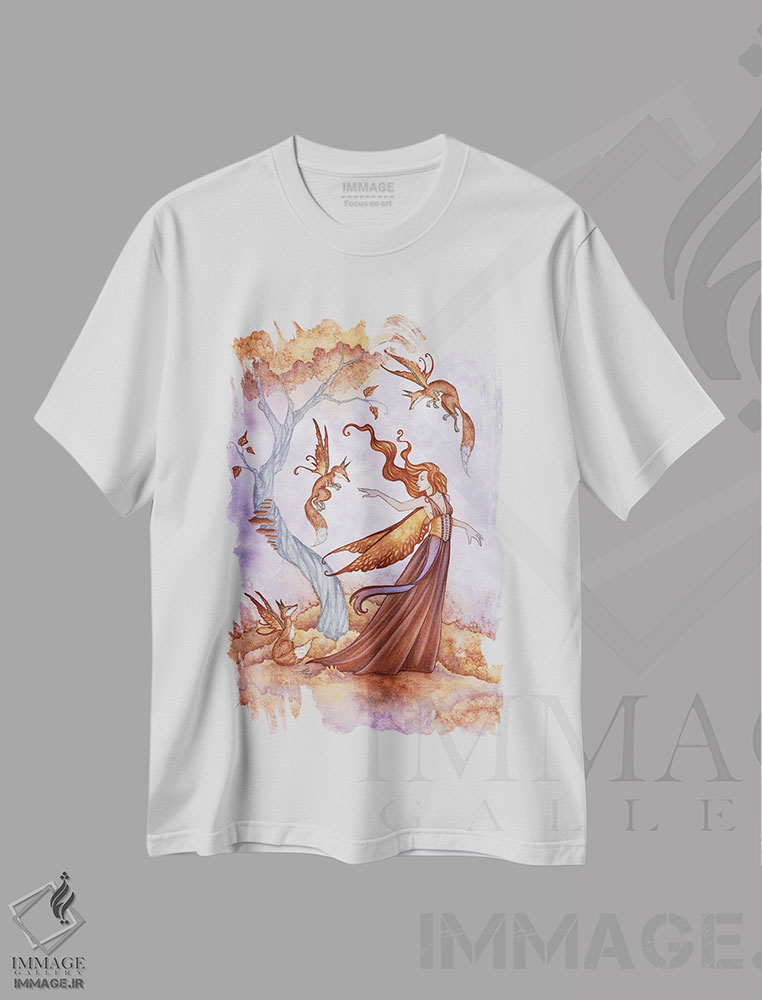 تیشرت طرح دار همراهان پاییزی، مدیوم اثر امی براون | فروشگاه ایماژ