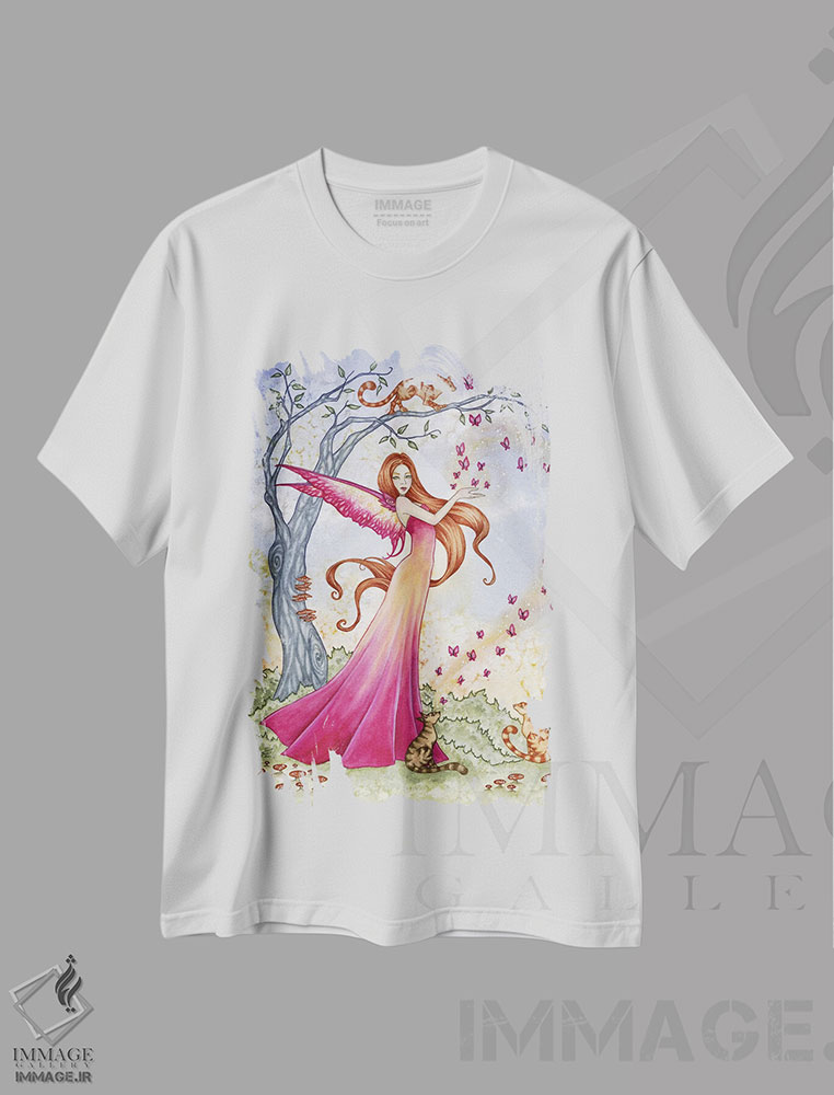 تیشرت طرح دار جادوی پروانه، مدیوم اثر امی براون | فروشگاه ایماژ