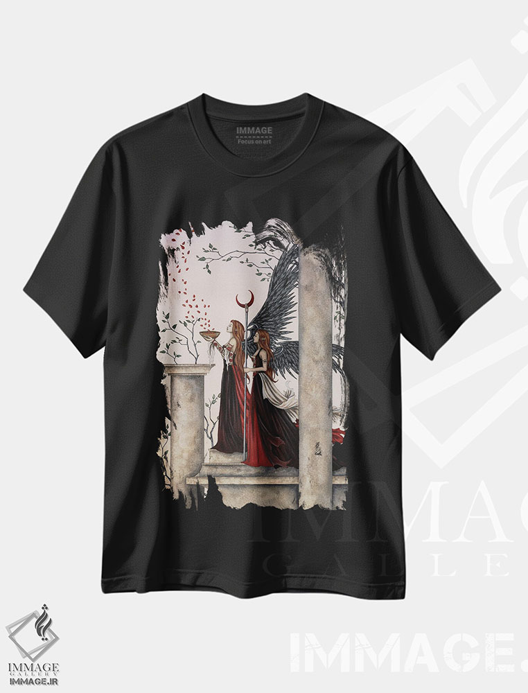 تیشرت طرح دار افسون گل رز، مدیوم اثر امی براون | فروشگاه ایماژ