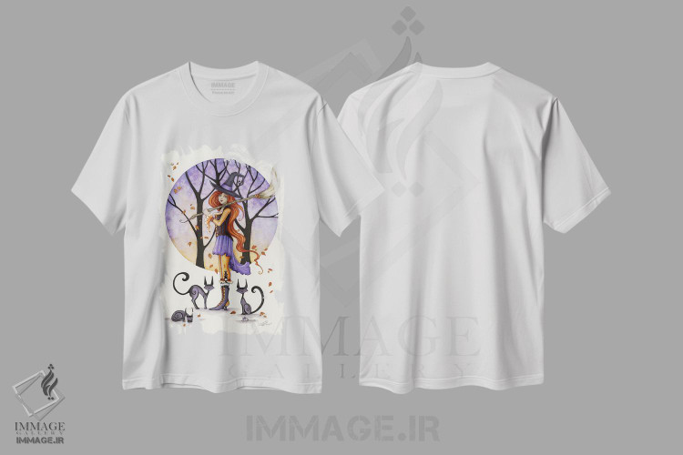تیشرت طرح دار جادوگر پاییزی، مدیوم اثر امی براون | فروشگاه ایماژ