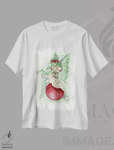 تیشرت طرح دار پری کریسمس I، دکور تعطیلات اثر امی براون | فروشگاه ایماژ