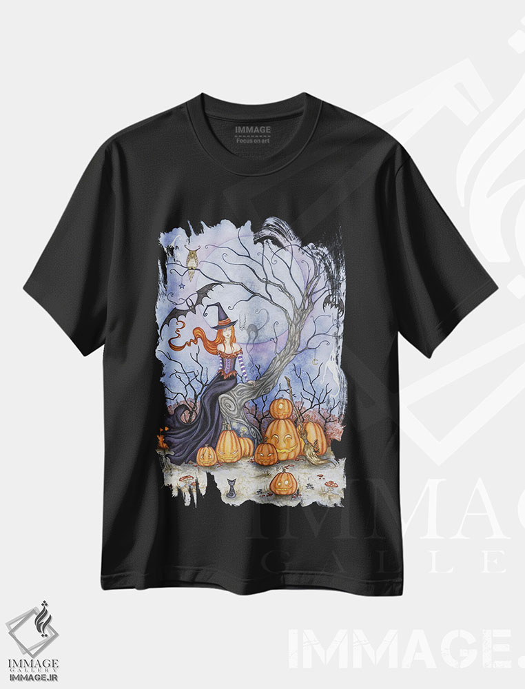 تیشرت طرح دار درخت هالووین، مدیوم اثر امی براون | فروشگاه ایماژ