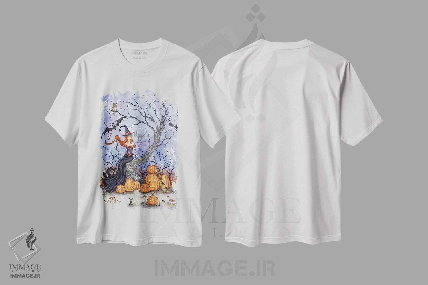 تیشرت طرح دار درخت هالووین، مدیوم اثر امی براون | immage.ir