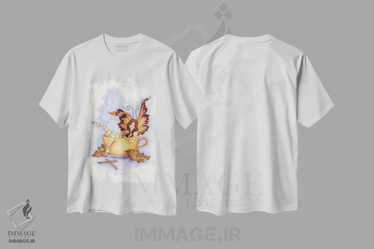 تیشرت طرح دار آرامش پاییزی، دست نقاشی و طراحی دستی اثر امی براون | فروشگاه ایماژ