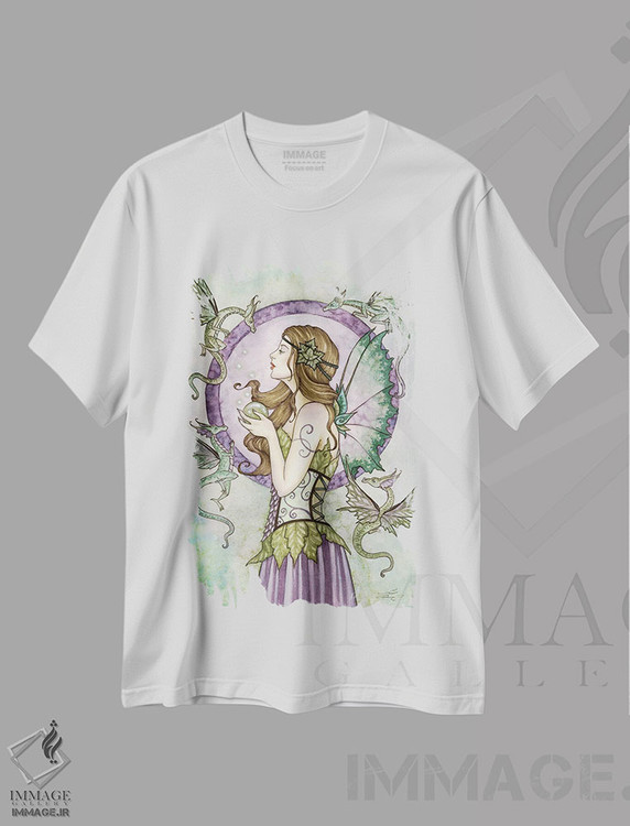 تیشرت طرح دار افسون اژدها، دست نقاشی و طراحی دستی اثر امی براون | immage.ir