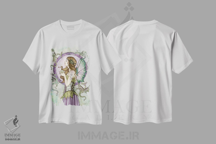 تیشرت طرح دار افسون اژدها، دست نقاشی و طراحی دستی اثر امی براون | immage.ir