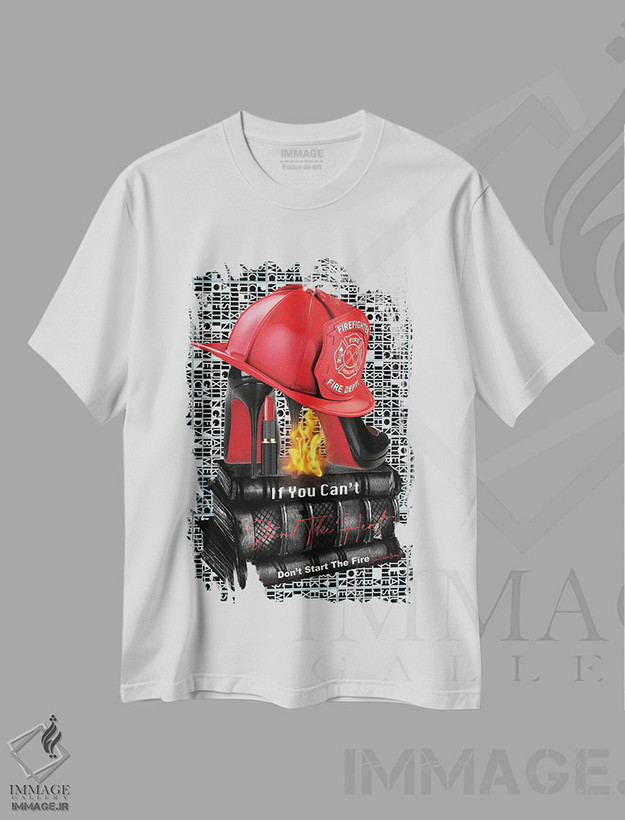 تیشرت طرح دار قرمز آتش نشانی، هنر آمریکایی آفریقایی تبار اثر هنرِ چونی | فروشگاه ایماژ