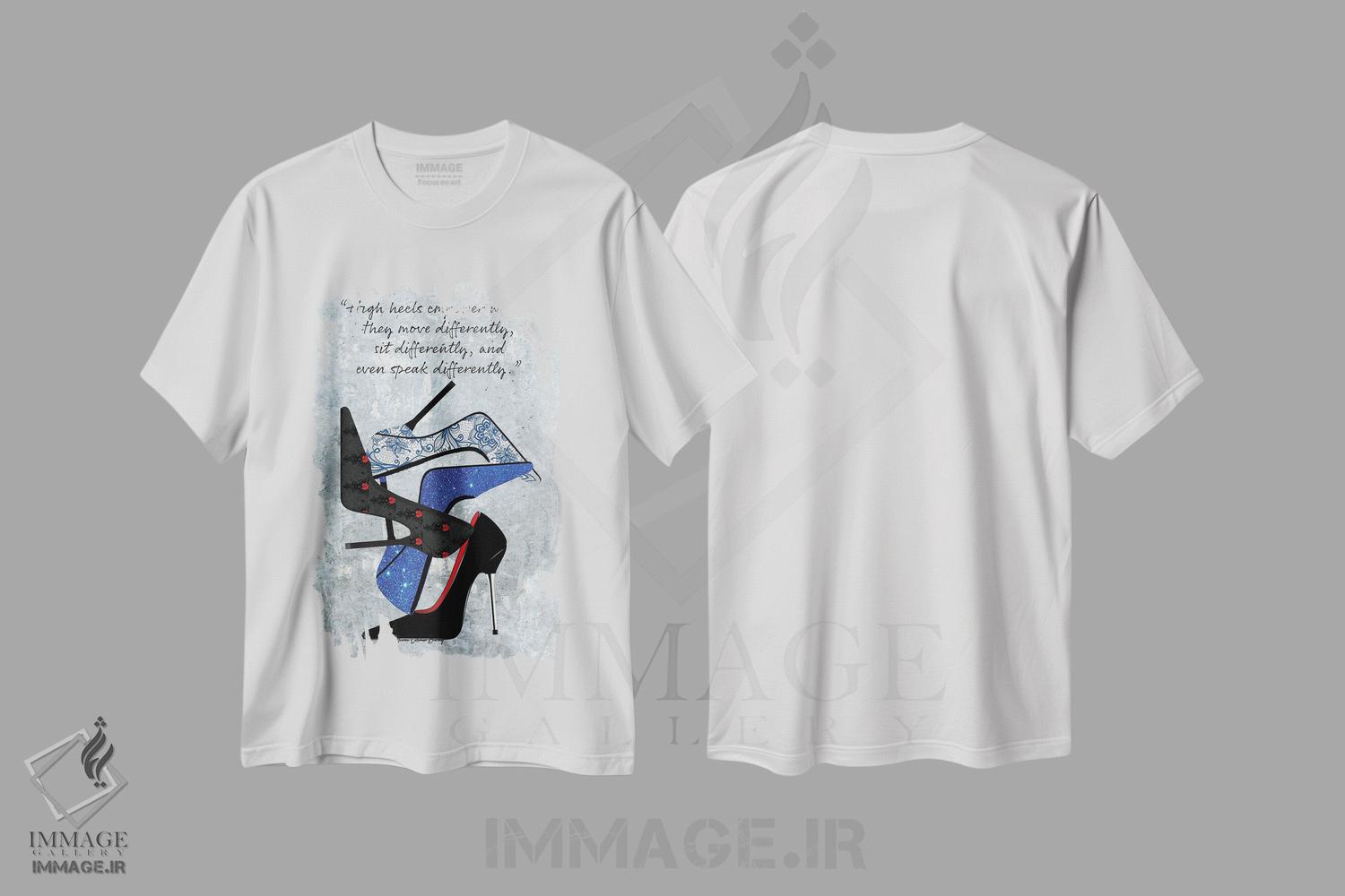تیشرت طرح دار پاشنه بلندها قدرت می دهند، هنر دیجیتال اثر هنرِ چونی | immage.ir