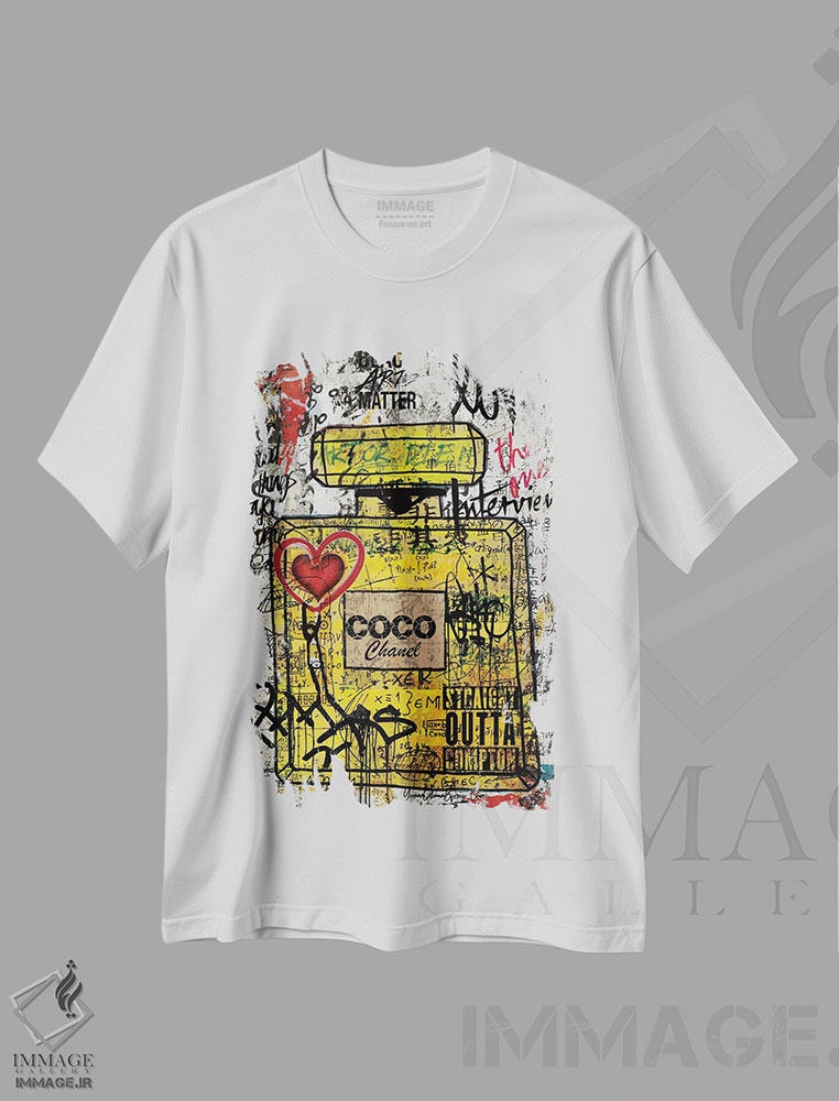تیشرت طرح دار کوکو شنل، دکور معاصر اثر هنرِ چونی | فروشگاه ایماژ