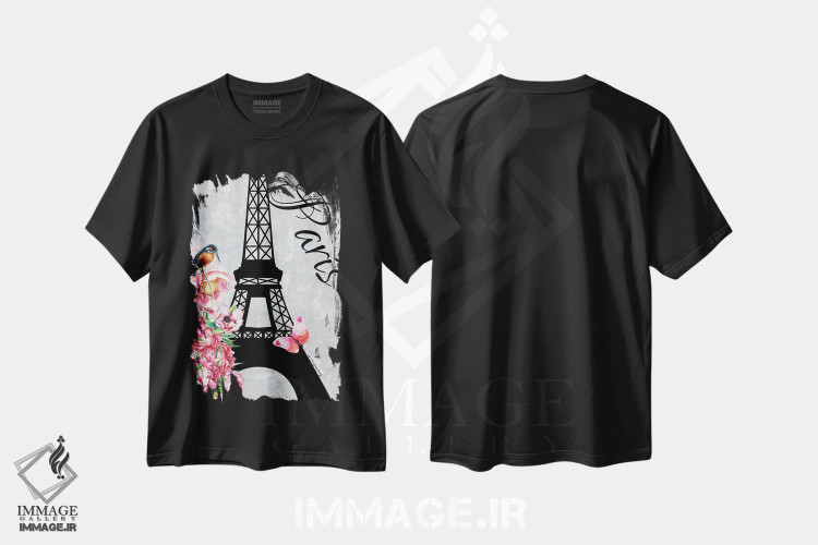 تیشرت طرح دار پاریس، هنر دیجیتال اثر هنرِ چونی | فروشگاه ایماژ