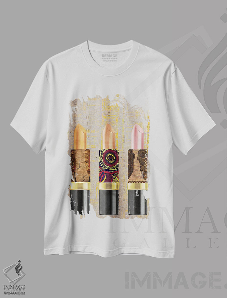 تیشرت طرح دار رژلب نیجریه ای، دکور معاصر اثر هنرِ چونی | فروشگاه ایماژ