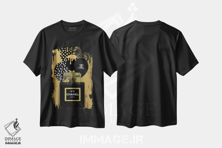تیشرت طرح دار شنل طلایی و مشکی، دکور معاصر اثر هنرِ چونی | immage.ir