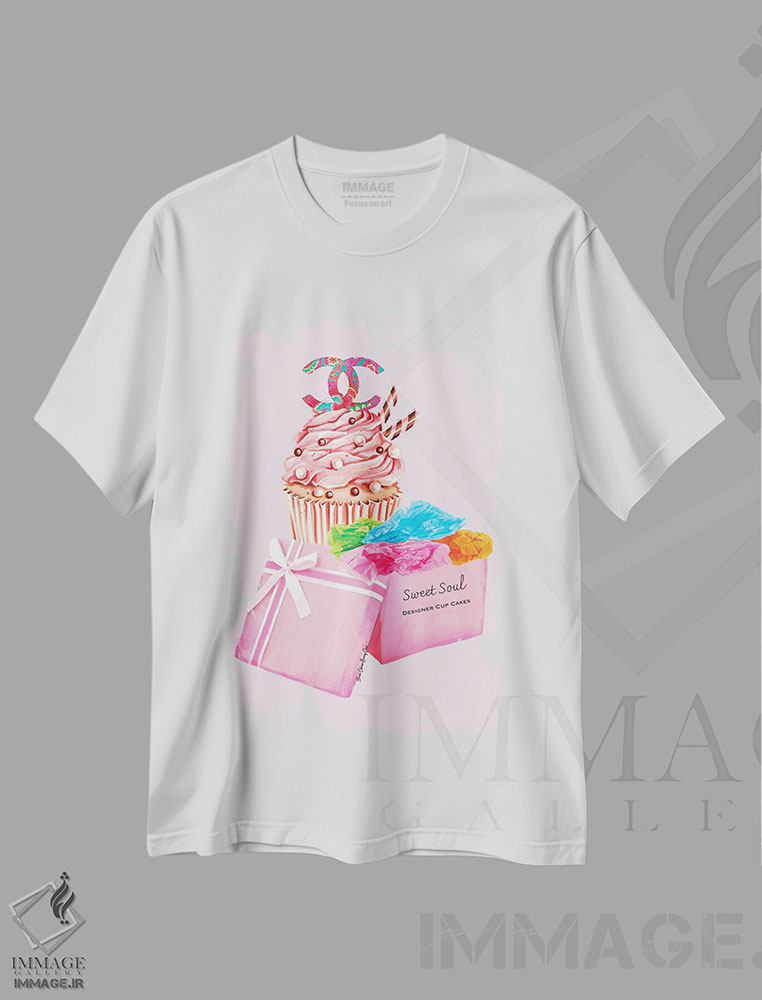 تیشرت طرح دار کاپ کیک های روح شیرین شنل، دکور معاصر اثر هنرِ چونی | فروشگاه ایماژ