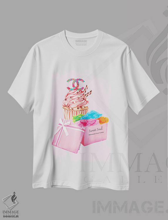 تیشرت طرح دار کاپ کیک های روح شیرین شنل، دکور معاصر اثر هنرِ چونی | فروشگاه ایماژ