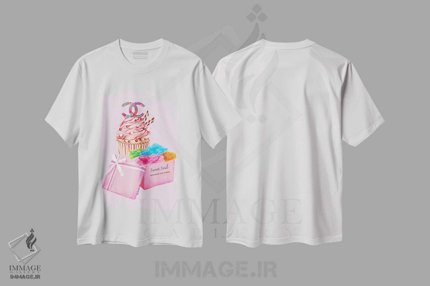 تیشرت طرح دار کاپ کیک های روح شیرین شنل، دکور معاصر اثر هنرِ چونی | فروشگاه ایماژ