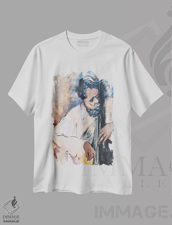 تیشرت طرح دار به موسیقی گوش بده یک، هنر فاخر معاصر اثر الین استیونز | immage.ir