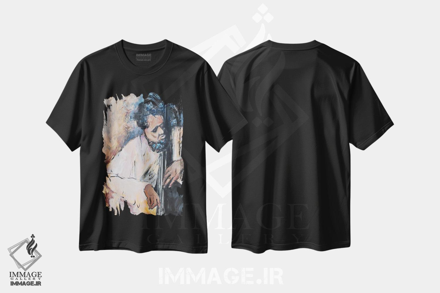 تیشرت طرح دار به موسیقی گوش بده یک، هنر فاخر معاصر اثر الین استیونز | فروشگاه ایماژ