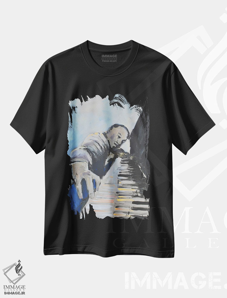 تیشرت طرح دار به موسیقی گوش بده دو، هنر فاخر معاصر اثر الین استیونز | immage.ir