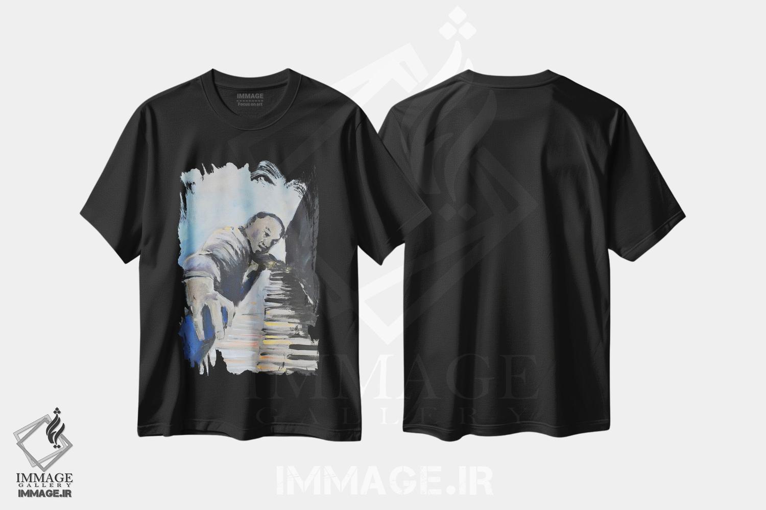 تیشرت طرح دار به موسیقی گوش بده دو، هنر فاخر معاصر اثر الین استیونز | immage.ir