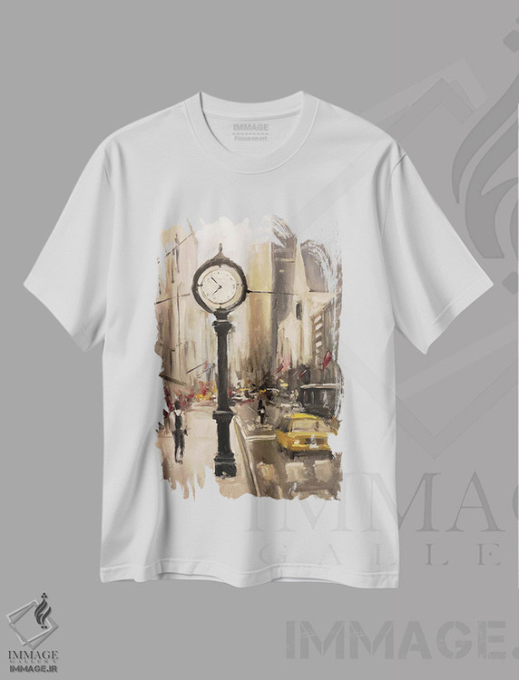 تیشرت طرح دار زمان شهر، آبستره اثر الین استیونز | فروشگاه ایماژ