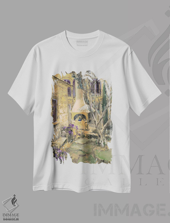 تیشرت طرح دار حیاط خلوت آرام، تزئینی اثر الین استیونز | فروشگاه ایماژ