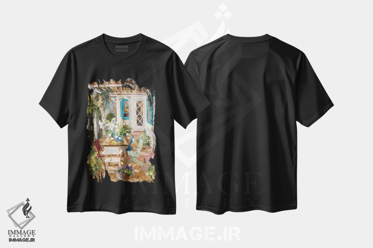 تیشرت طرح دار باغ تابستانی، هنر فاخر معاصر اثر الین استیونز | فروشگاه ایماژ
