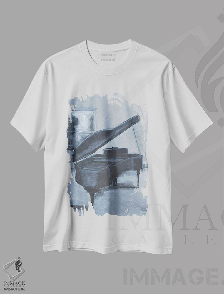 تیشرت طرح دار پیانوی آبی، تزئینی اثر الین استیونز | immage.ir
