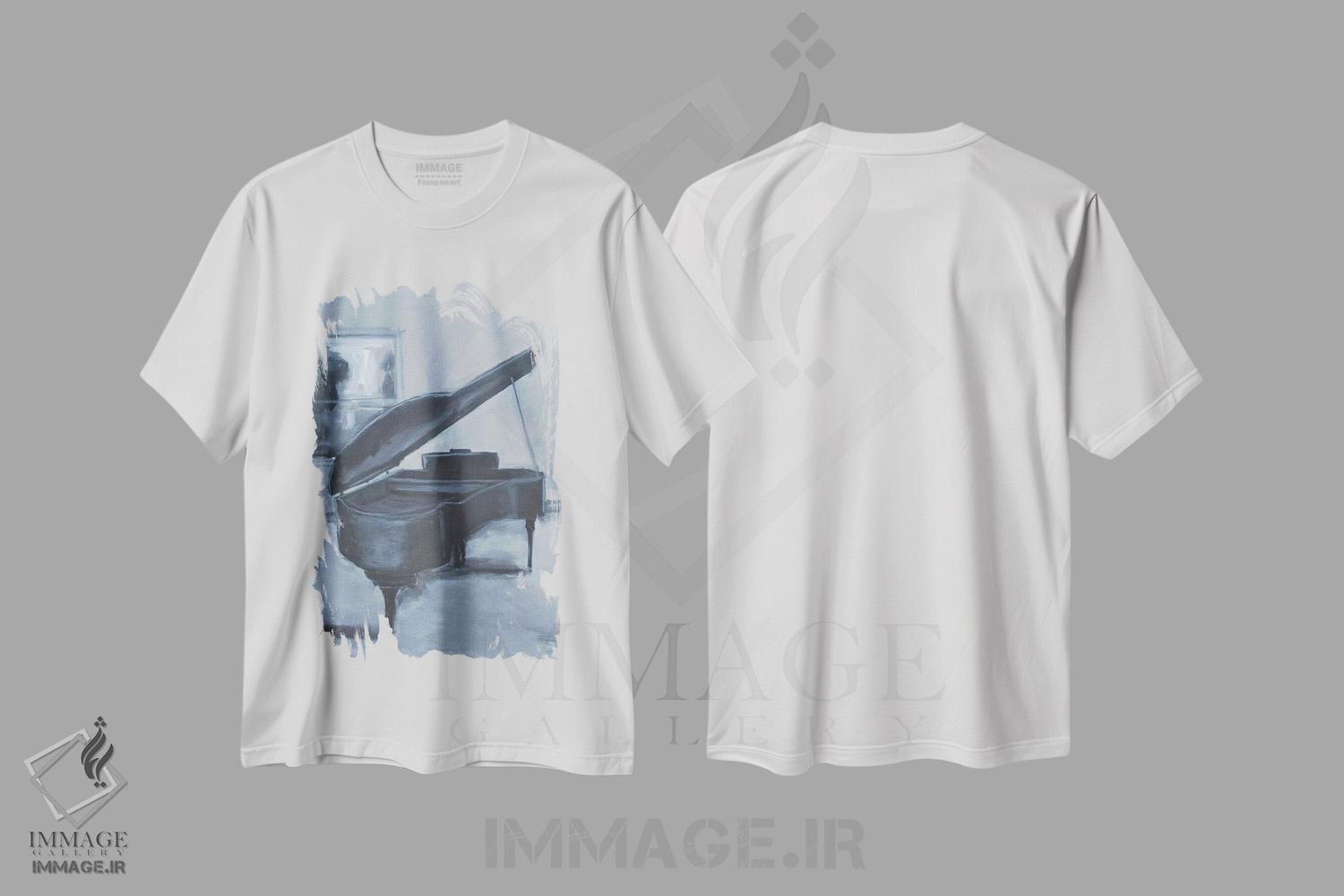تیشرت طرح دار پیانوی آبی، تزئینی اثر الین استیونز | immage.ir