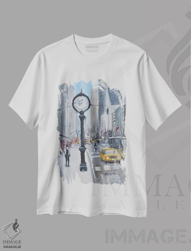 تیشرت طرح دار خیابان های شهر، تزئینی اثر الین استیونز | فروشگاه ایماژ