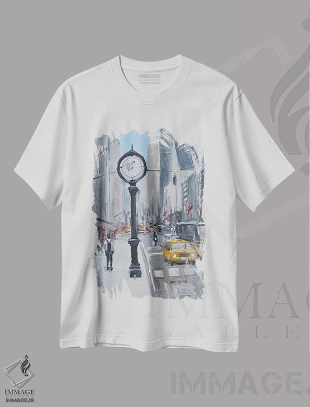 تیشرت طرح دار خیابان های شهر، تزئینی اثر الین استیونز | فروشگاه ایماژ