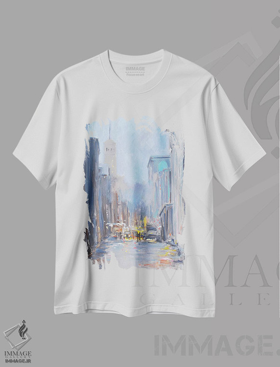 تیشرت طرح دار منظرهٔ شهر، تزئینی اثر الین استیونز | immage.ir