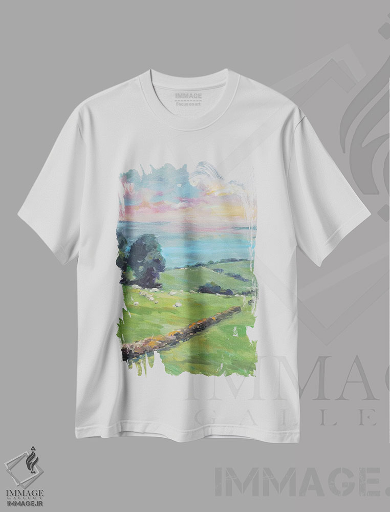 تیشرت طرح دار مزارع سرسبز، تزئینی اثر الین استیونز | فروشگاه ایماژ