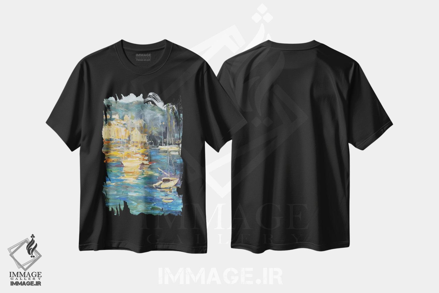 تیشرت طرح دار کنار بندر، تزئینی اثر الین استیونز | immage.ir