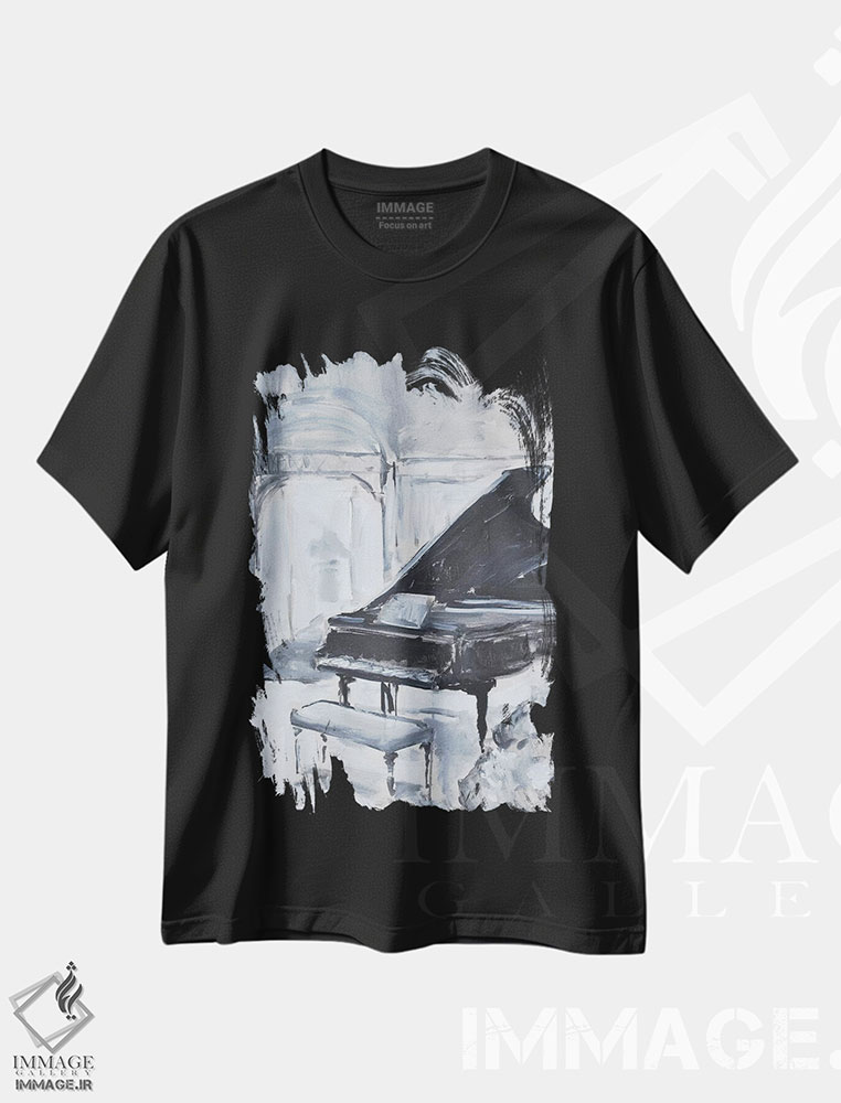 تیشرت طرح دار پیانوی آرام، تزئینی اثر الین استیونز | immage.ir