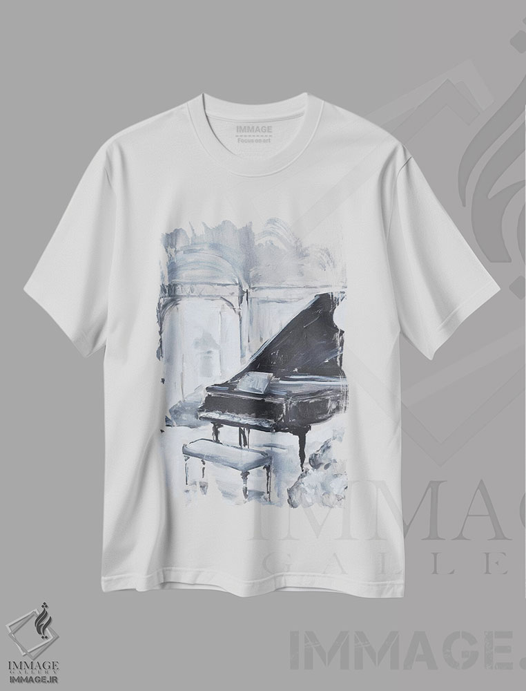 تیشرت طرح دار پیانوی آرام، تزئینی اثر الین استیونز | فروشگاه ایماژ