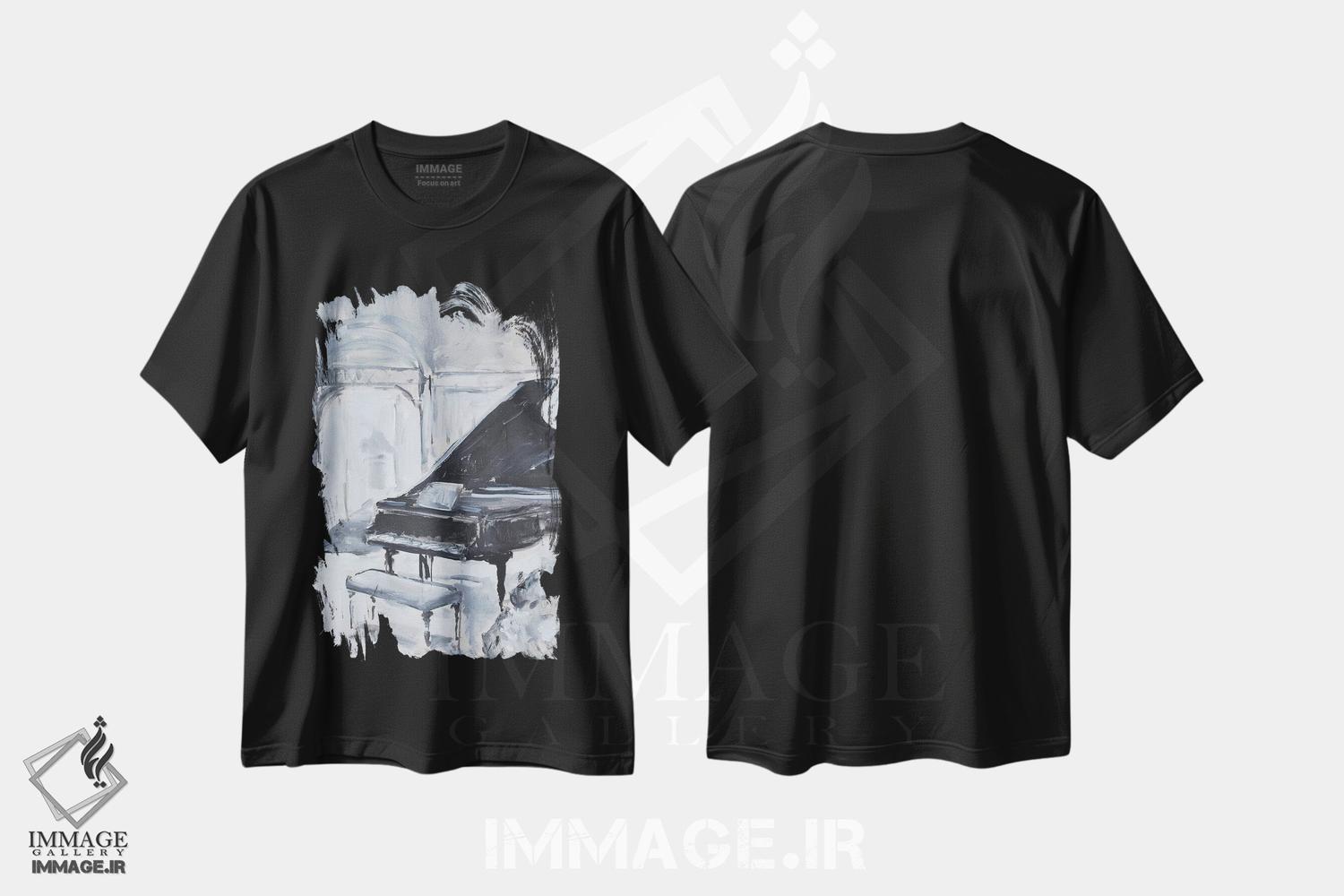 تیشرت طرح دار پیانوی آرام، تزئینی اثر الین استیونز | immage.ir
