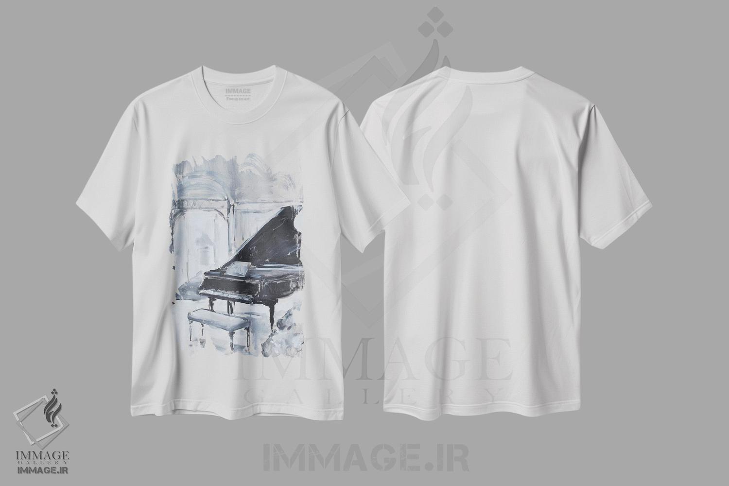تیشرت طرح دار پیانوی آرام، تزئینی اثر الین استیونز | فروشگاه ایماژ