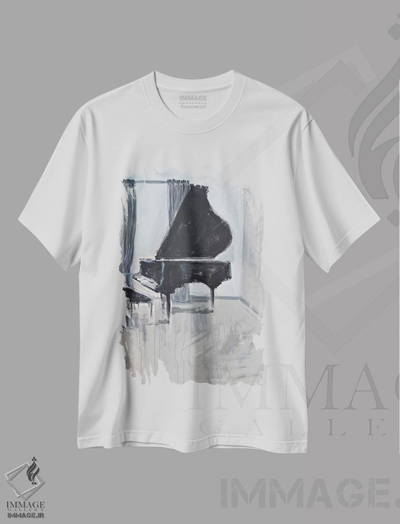 تیشرت طرح دار پیانو چهار، تزئینی اثر الین استیونز | فروشگاه ایماژ