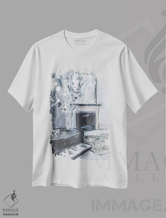 تیشرت طرح دار پیانو و شومینه، تزئینی اثر الین استیونز | immage.ir