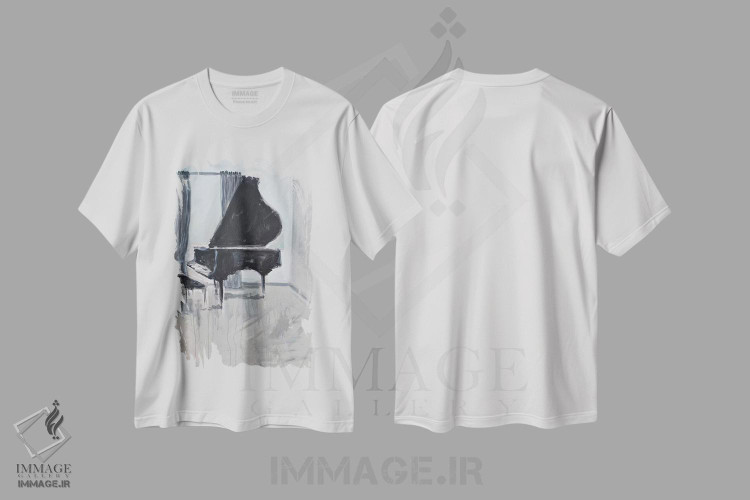 تیشرت طرح دار پیانو چهار، تزئینی اثر الین استیونز | فروشگاه ایماژ