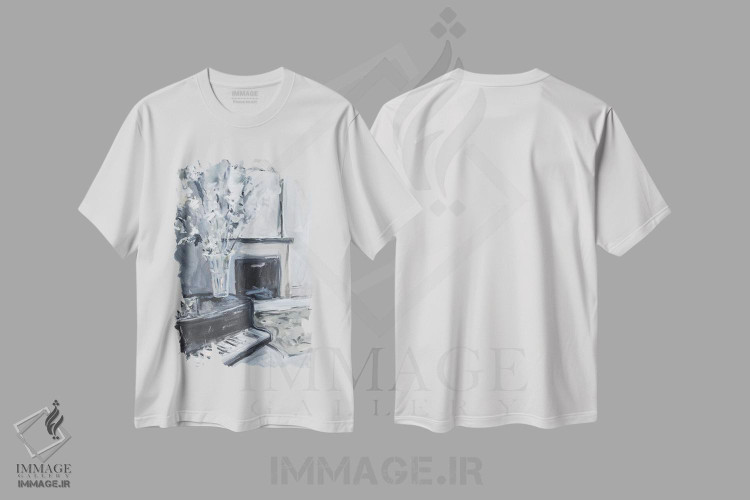 تیشرت طرح دار پیانو و شومینه، تزئینی اثر الین استیونز | immage.ir