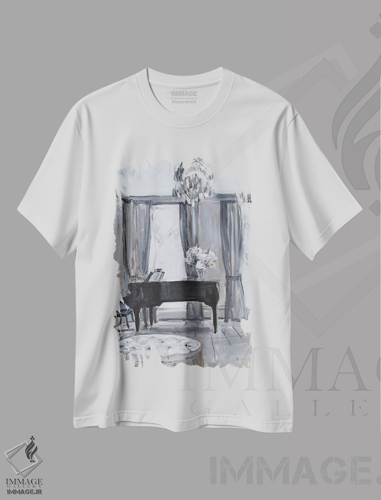 تیشرت طرح دار اتاق پیانو، تزئینی اثر الین استیونز | immage.ir
