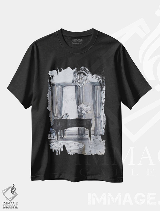 تیشرت طرح دار اتاق پیانو، تزئینی اثر الین استیونز | فروشگاه ایماژ