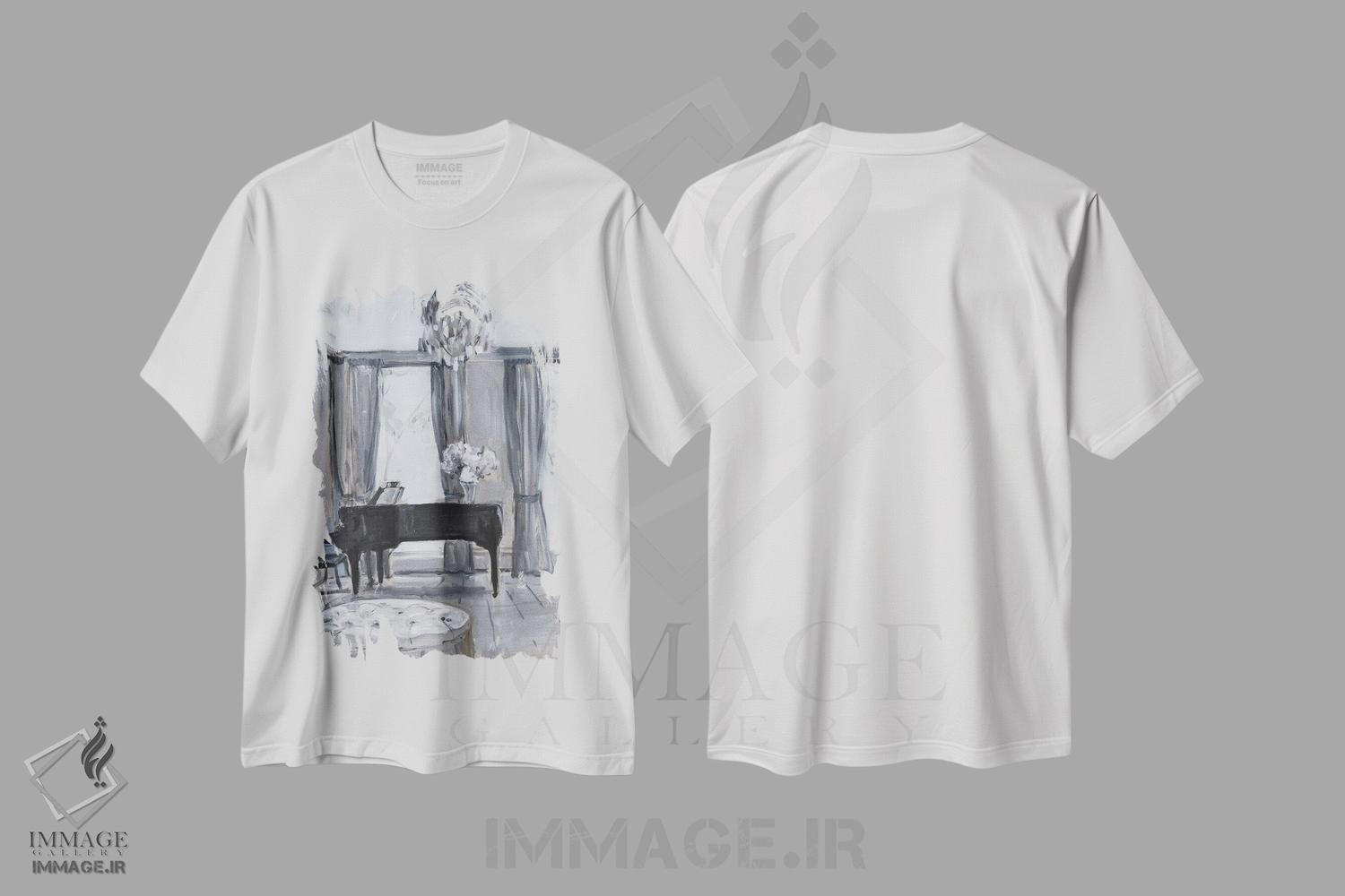 تیشرت طرح دار اتاق پیانو، تزئینی اثر الین استیونز | immage.ir